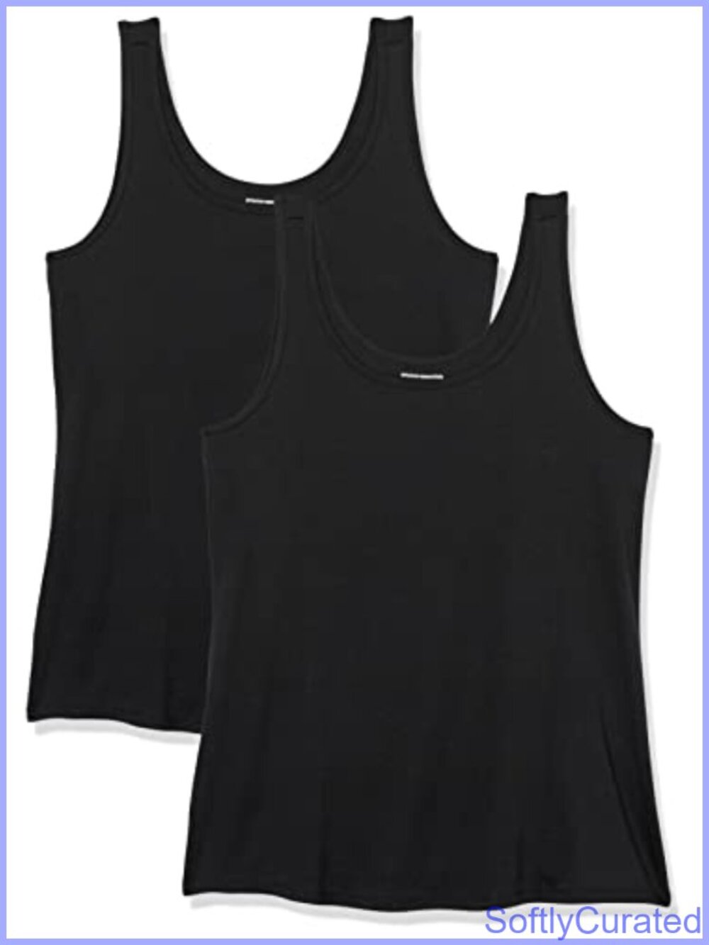 Women's Plus Slim Fit Scoop Neck Rib Tank Top 2 Pack Sleeveless
